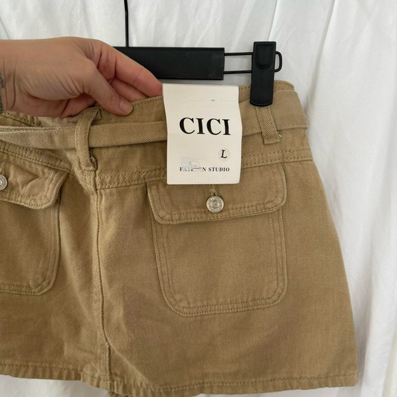NWT CiCi fashion studio- y2k khaki low rise cargo mini skirt- Large - Picture 5 of 7